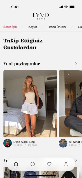 LYVO CLUB uygulaması iPhone 16 Pro ekranında